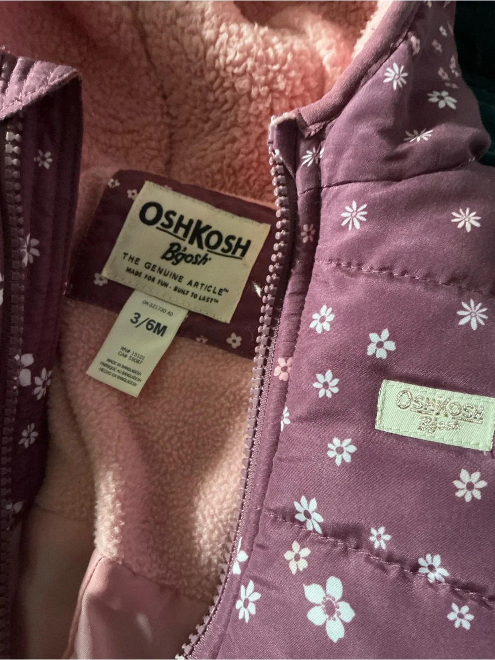 OshKosh B'gosh Mauve Floral Puffer Snowsuit